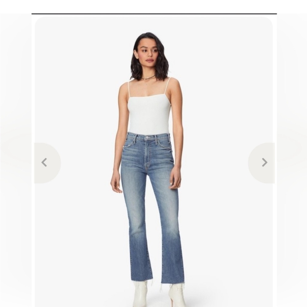 Mother Denim The Hustler Ankle Fray “We All Scream” Size 28 High Rise Flare